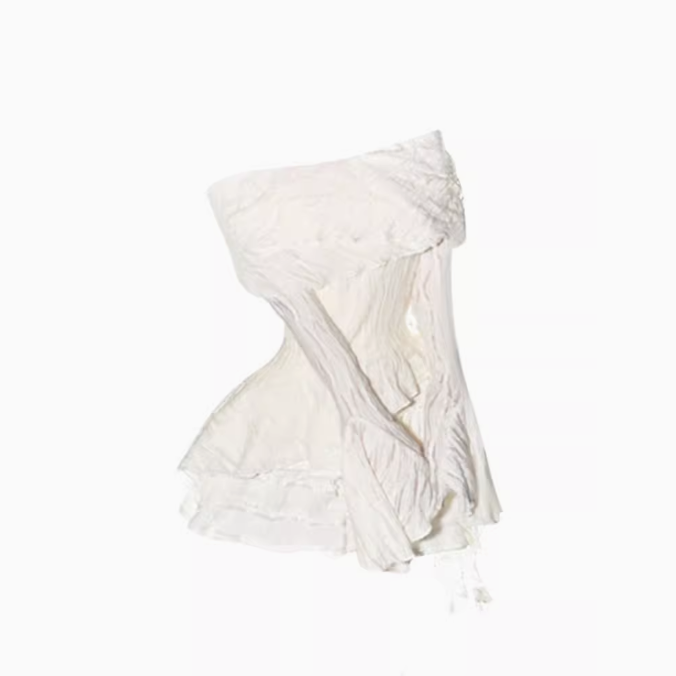 Pure desire style textured one-shoulder top 2025 sweet and spicy cake skirt suit R1082