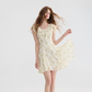 French tea break style floral dress ruffled short skirt R2701
