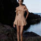 Pink ruffled one-shoulder waist slim short skirt homecoming dress R2946