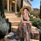 French retro v-neck floral camisole a-line skirt two-piece suit R0603