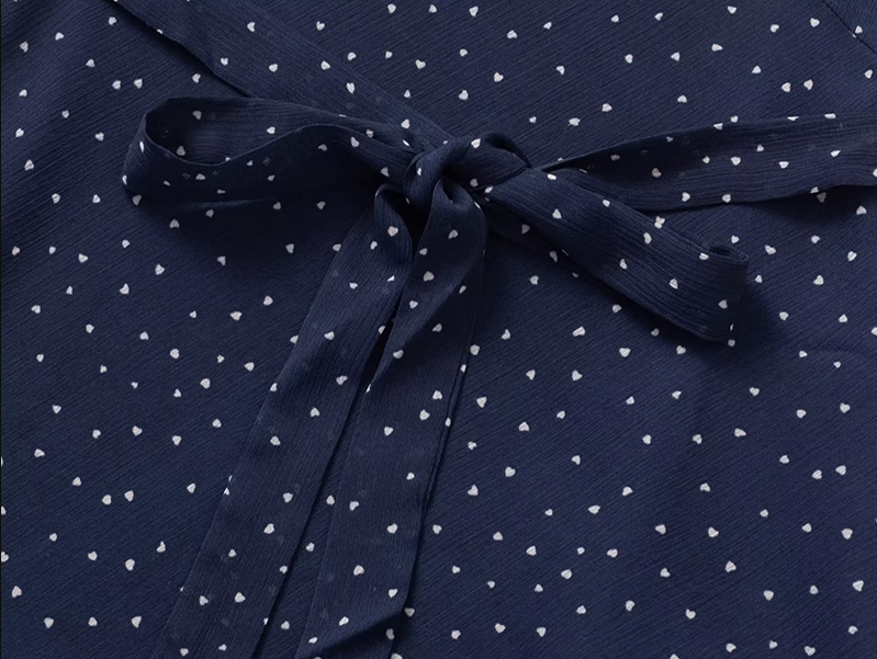 2025 Summer New Black Polka Dot Ruffled Small Flying Sleeve Midi Dress R0962