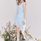 French ruffled collar atmosphere blue suspender dress summer R4537