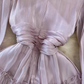 Spring and autumn lantern long sleeve stand collar waist slim pleated A-line dress holiday long skirt R0309