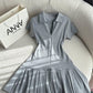 Gray polo neckline slim waist A-line short skirt homecoming dress R3929