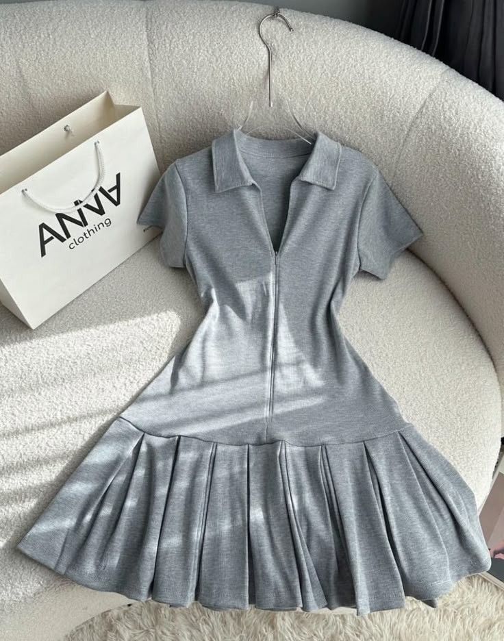 Gray polo neckline slim waist A-line short skirt homecoming dress R3929