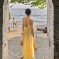 Yellow suspender dress loose lazy style backless sexy beach dress holiday long dress R1587