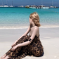 Large French Sexy Leopard Square Neck Suspender Dress Holiday Backless Long Dress R1875