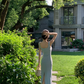 French square neck blue suspender dress waist temperament high-end slim long skirt R4338