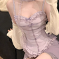Sweet hot girl lace lace waist top 2025 bow skirt suit R1320