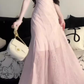 Design pure desire pink vest dress 2025 new seaside vacation gentle temperament slim long skirt R0476