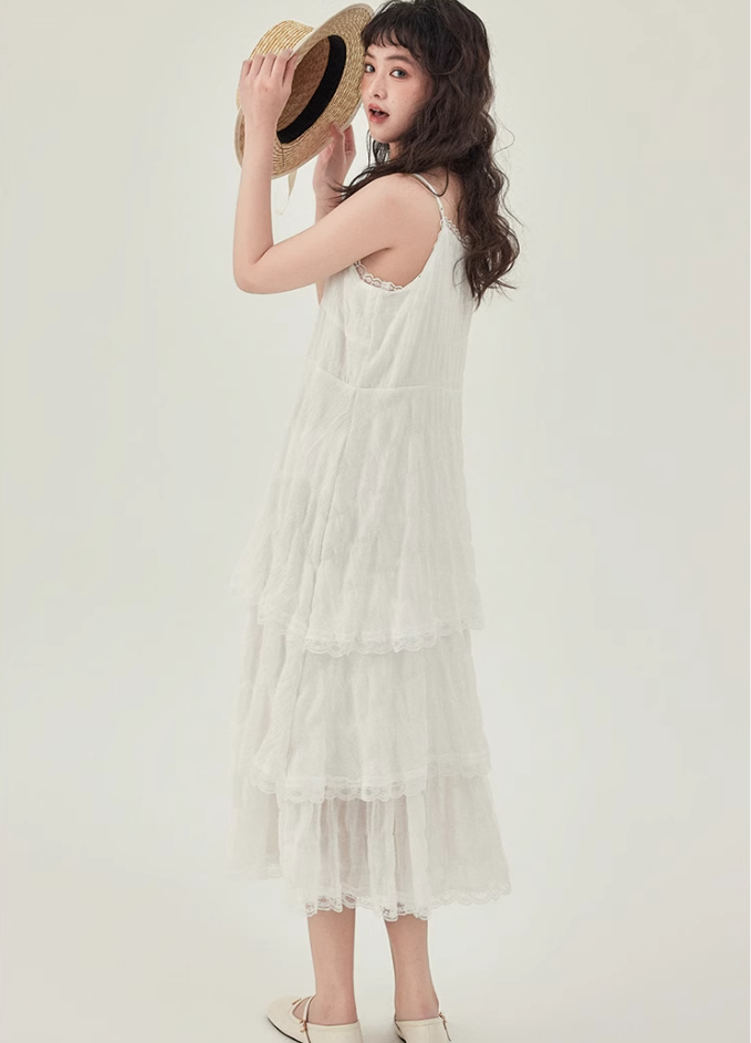 French suspender skirt 2025 new first love dress white niche cake skirt R2356