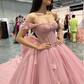 Pink Tulle Quinceanera Dresses for Sweet 16,Off-Shoulder Ball Gowns for Prom S6939
