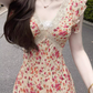 Retro V-neck sleeveless dress temperament waist A-line short skirt R0694