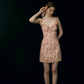 Floral dress pink short skirt French style high-end suspender skirt petite short skirt for women R3463