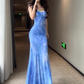 Beautiful step by step lotus fishtail dress sexy temperament holiday show figure suspender skirt R1568