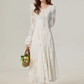Temperament gentle style apricot long-sleeved dress super fairy fishtail skirt R1914