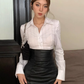 Pure desire sweet and spicy style white long-sleeved shirt 2025 plus size hot girl slit long skirt R1072