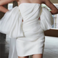 French white simple temperament banquet party short dress skirt homecoming dress R2975