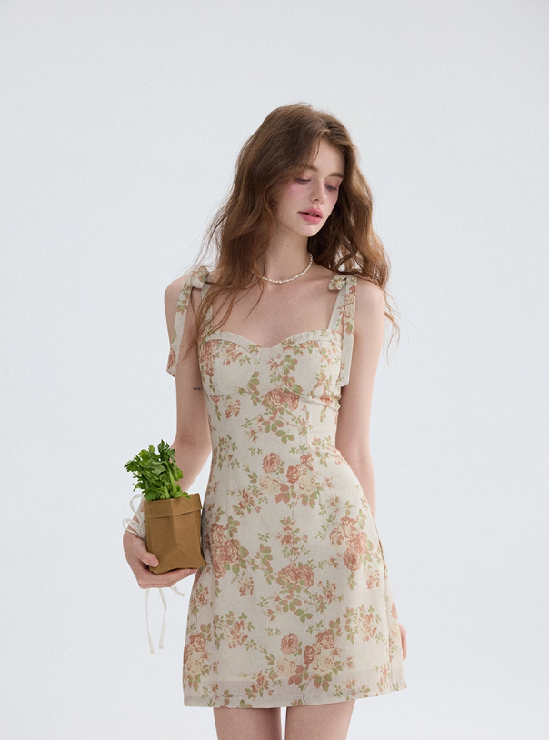 French floral suspender skirt short dress holiday wear short skirt petite skirt women summer R3491