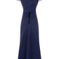 2025 Summer New Blue Polka Dot French V-neck Retro Temperament Long Dress R0947