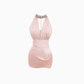 French diamond sleeveless dress 2025 hot girl waist hip skirt R1083