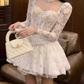 French heavy lace dress 2025 pure desire waist a-line puffy birthday dress R1246