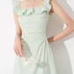 Niche design dress new summer high-end mid-length French temperament sleeveless square neck skirt R4259