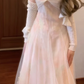 Gentle and elegant mesh suspender dress, beautiful waist and elegant long skirt R0490