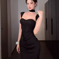 French style tube top suspender dress 2025 waist hip fishtail dress R1036