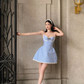 Blue suspenders waist slim princess skirt homecoming dress R3697