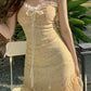Apricot floral fresh and cute sling waist slim A-line short skirt homecoming dress R3175