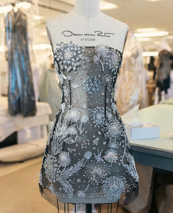 Grey tube top with diamonds in various shapes A-line skirt homecoming dress R2478