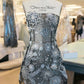Grey tube top with diamonds in various shapes A-line skirt homecoming dress R2478