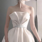 White French Satin Evening Dress Short Slim Party Tube Dress Homecoming Dress R2981