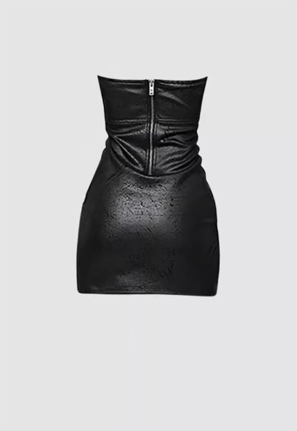 Sexy hot girl tube top waist dress 2025 large size high-end street hip leather R1115