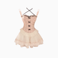 Pure desire style bow polka dot halter neck top 2025 sweet puffy skirt suit R1331