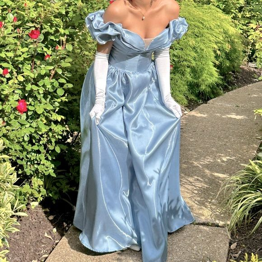 Silky Women's Prom Gown Baby Blue Waist Fitted Maxi Evening Dress Birthday Dress — Fall Outfit 2026 New  RS3259