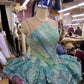 Teal waisted diamond cute puffy short skirt homecoming dress R3817