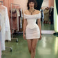 White soft sexy slim fit homecoming dress R2486