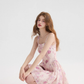 Floral suspender skirt with pink mini skirt R2662