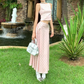 Pink polka dot suspender top two-piece set chic sweet and spicy skirt set R0822