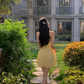 French yellow dress for women in summer pure desire style temperament waist slimming princess short skirt R4300