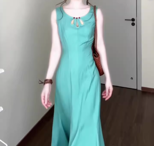 Gentle style sleeveless vest dress is super beautiful waist hip fishtail skirt R0702