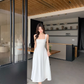Red square neck suspender dress niche high-end a-line long dress certificate dress R1478
