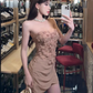 Large size French sexy tube top slim fit top irregular pure desire hip skirt suit R1853
