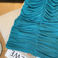 Green rich lady v-neck tube top dress female temperament dress backless sexy short hip skirt R3950