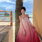 Gradient color loose suspender dress seaside holiday beach dress atmosphere long dress R1614