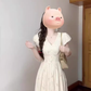 Temperament white v-neck puff sleeve dress female 2025 new beautiful waist slimming a-line long skirt R0456