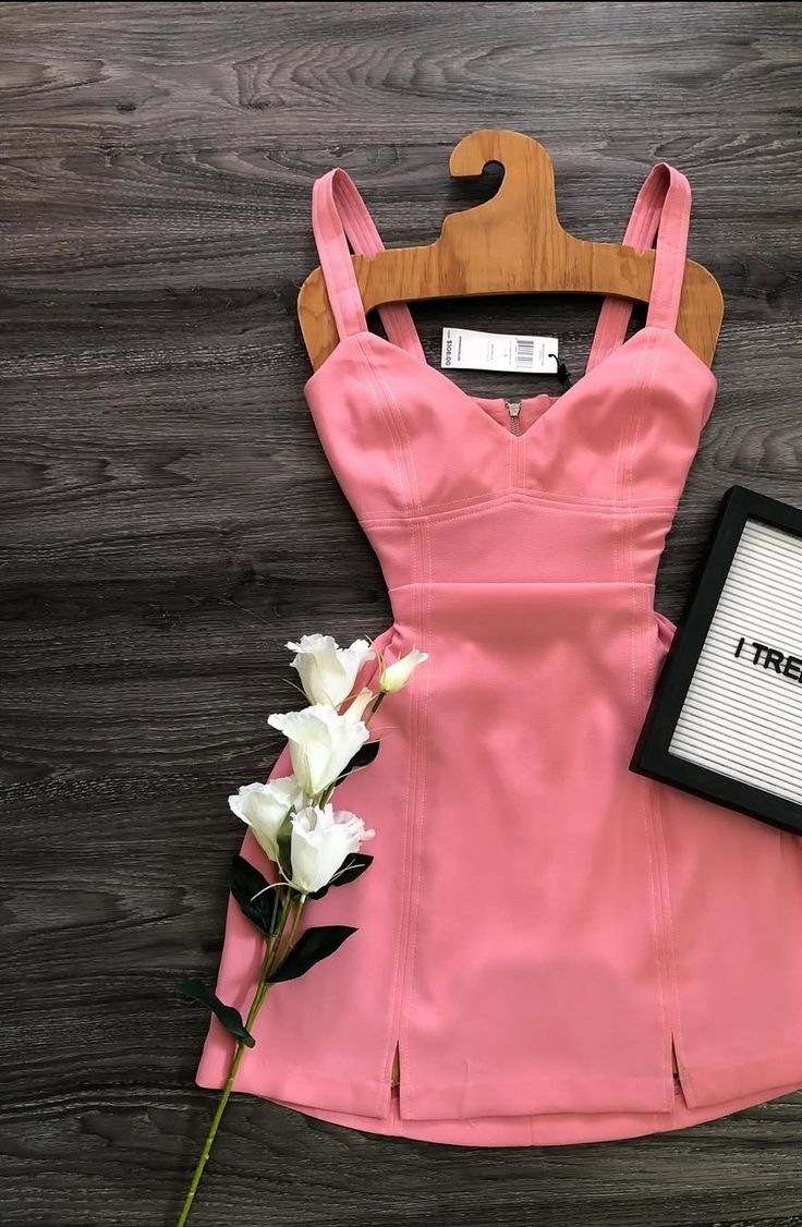 Pink suspender waist A-line short skirt homecoming dress R3275