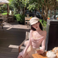 Pure desire style tube top dress female 2025 sweet and spicy pink long-sleeved top suit R1020